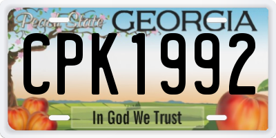 GA license plate CPK1992