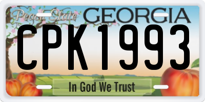 GA license plate CPK1993