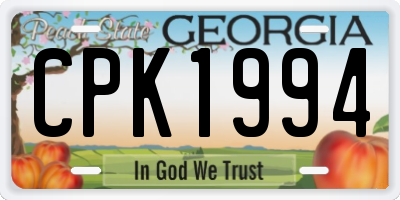GA license plate CPK1994