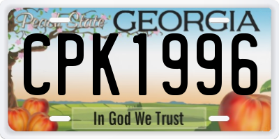 GA license plate CPK1996