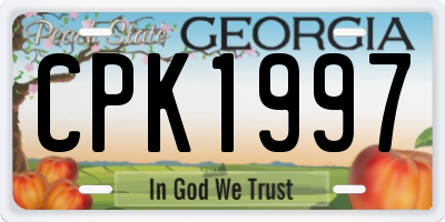 GA license plate CPK1997