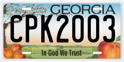 GA license plate CPK2003