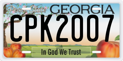 GA license plate CPK2007