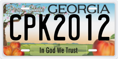 GA license plate CPK2012