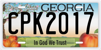 GA license plate CPK2017