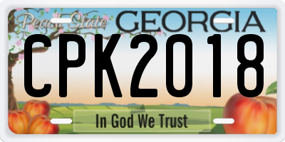 GA license plate CPK2018
