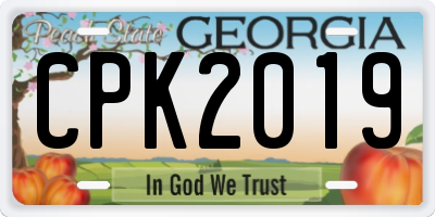 GA license plate CPK2019