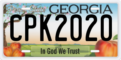 GA license plate CPK2020