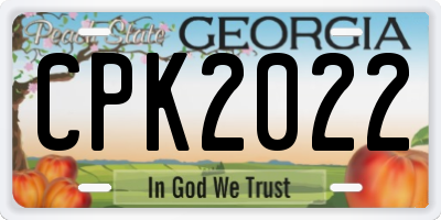 GA license plate CPK2022