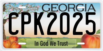 GA license plate CPK2025