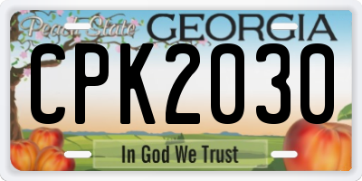 GA license plate CPK2030