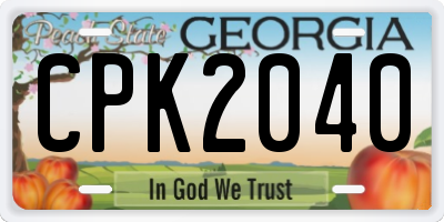 GA license plate CPK2040
