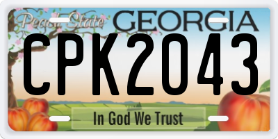 GA license plate CPK2043