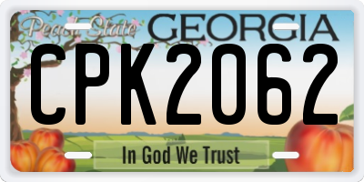 GA license plate CPK2062