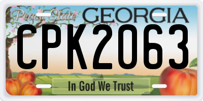 GA license plate CPK2063