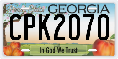 GA license plate CPK2070