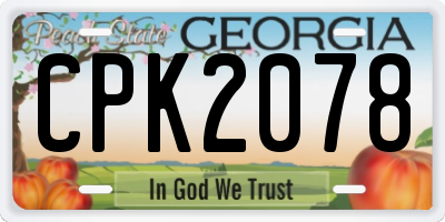 GA license plate CPK2078