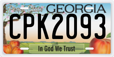 GA license plate CPK2093