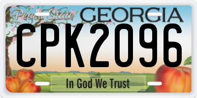 GA license plate CPK2096