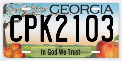GA license plate CPK2103