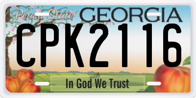 GA license plate CPK2116