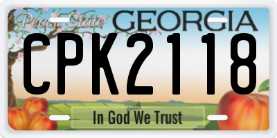 GA license plate CPK2118