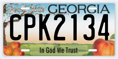 GA license plate CPK2134