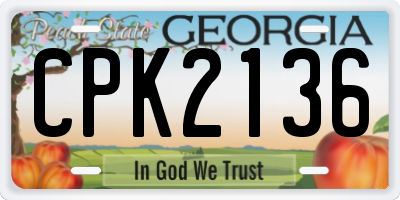 GA license plate CPK2136