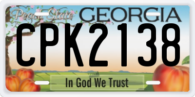 GA license plate CPK2138