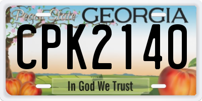 GA license plate CPK2140