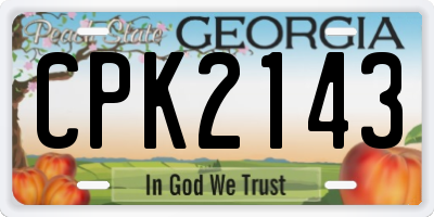 GA license plate CPK2143