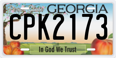 GA license plate CPK2173