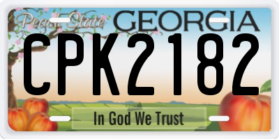 GA license plate CPK2182
