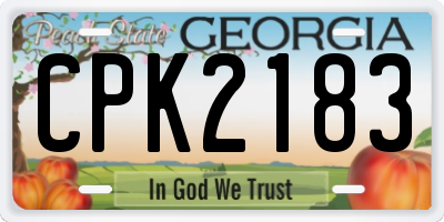 GA license plate CPK2183