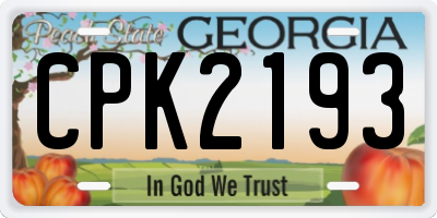 GA license plate CPK2193