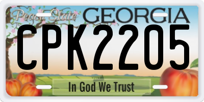 GA license plate CPK2205