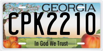 GA license plate CPK2210