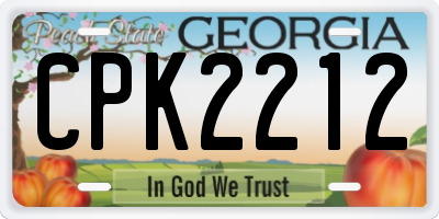 GA license plate CPK2212