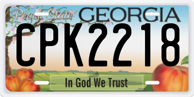 GA license plate CPK2218