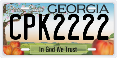 GA license plate CPK2222