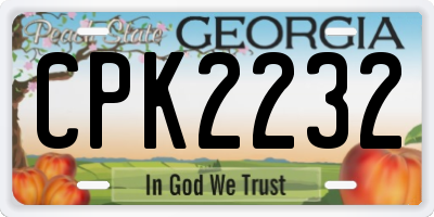 GA license plate CPK2232