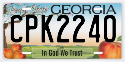 GA license plate CPK2240