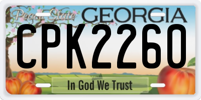 GA license plate CPK2260