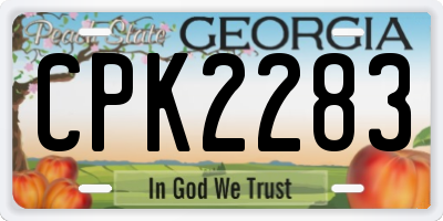 GA license plate CPK2283