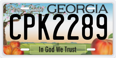 GA license plate CPK2289