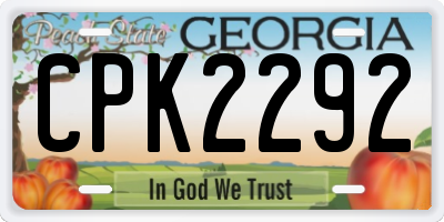 GA license plate CPK2292