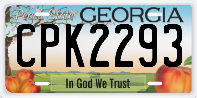 GA license plate CPK2293