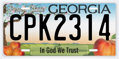 GA license plate CPK2314