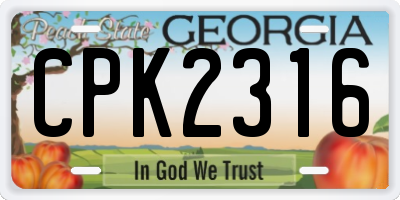 GA license plate CPK2316