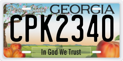 GA license plate CPK2340